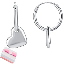 Kolczyki srebrne wiszące serca kolczyki kółka - eleganckie akcenty