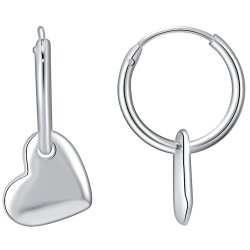 Kolczyki srebrne wiszące serca kolczyki kółka - eleganckie akcenty