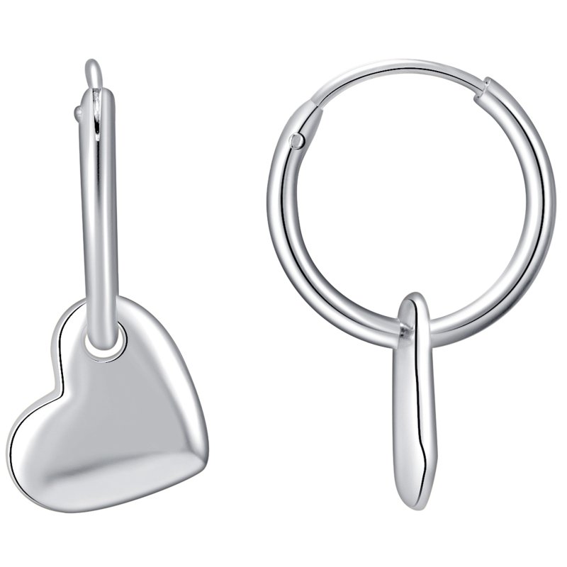 Kolczyki srebrne wiszące serca kolczyki kółka - eleganckie akcenty