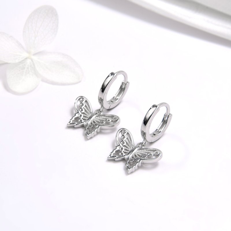 Kolczyki srebrne motylki dla kobiety motyl 925 delikatny design
