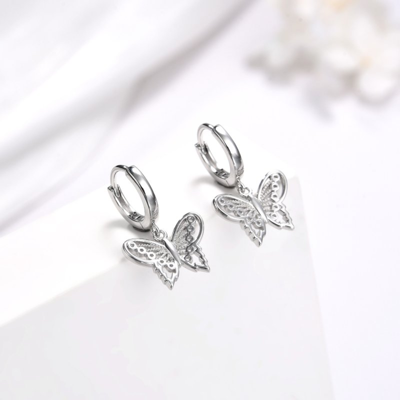 Kolczyki srebrne motylki dla kobiety motyl 925 delikatny design