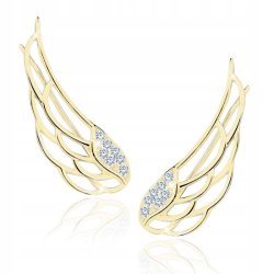 Srebrne kolczyki nausznice pozłacane skrzydła anioła srebro 925