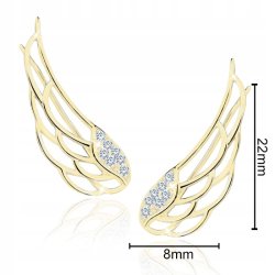 Srebrne kolczyki nausznice pozłacane skrzydła anioła srebro 925