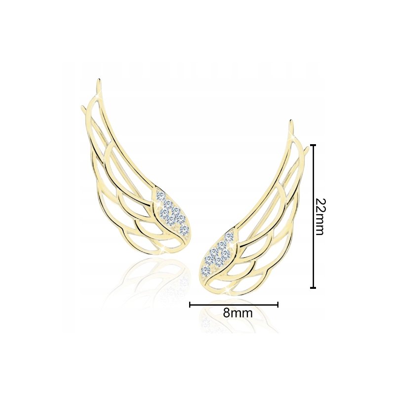 Srebrne kolczyki nausznice pozłacane skrzydła anioła srebro 925