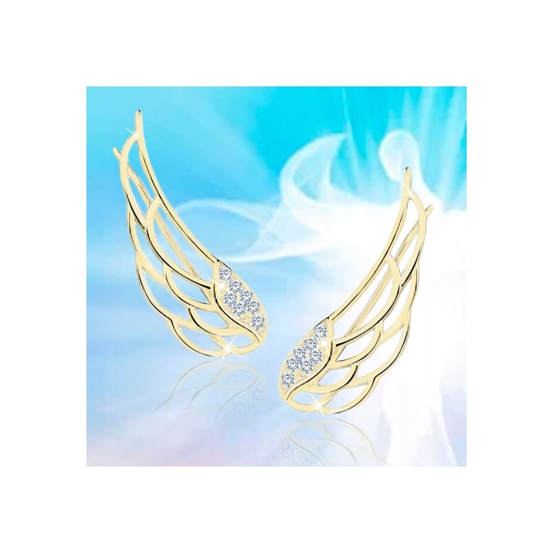 Srebrne kolczyki nausznice pozłacane skrzydła anioła srebro 925