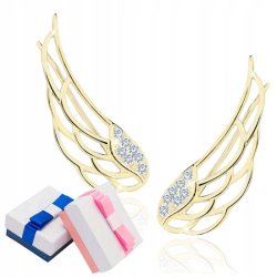 Srebrne kolczyki nausznice pozłacane skrzydła anioła srebro 925