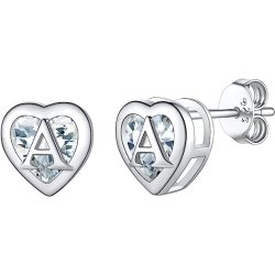 Srebrne kolczyki wkrętki sztyfty serca literka a - idealny prezent