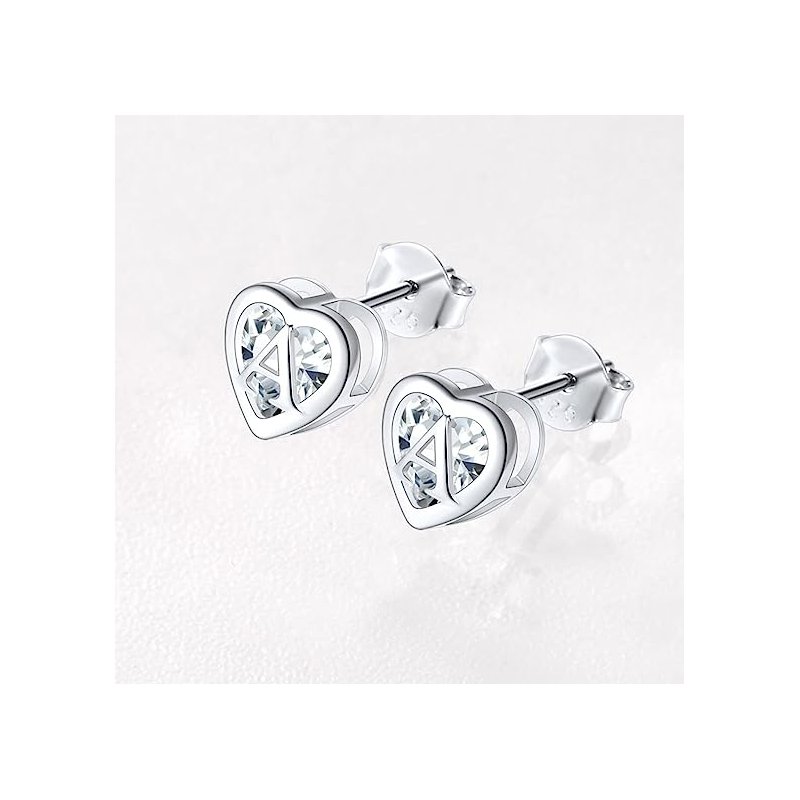 Srebrne kolczyki wkrętki sztyfty serca literka a - idealny prezent