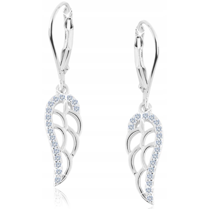 Kolczyki srebrne wiszące srebro próba 925 skrzydła