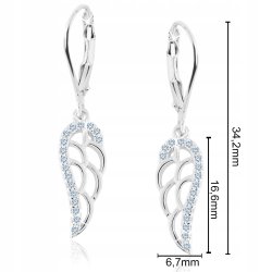 Kolczyki srebrne wiszące srebro próba 925 skrzydła