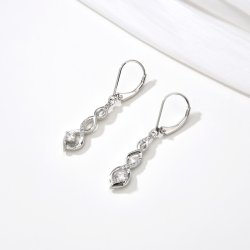 Srebrne kolczyki wiszące rodowane spirale 925