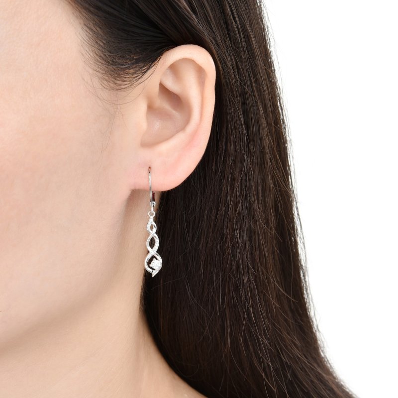 Srebrne kolczyki wiszące rodowane spirale 925