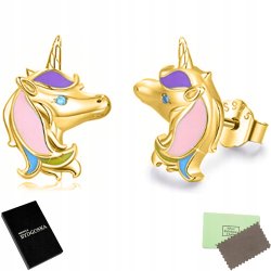 Srebrne kolczyki jednorożce dla dzieci srebro pozłacane 925