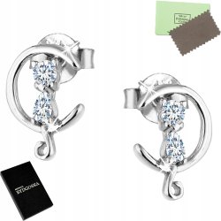 Kolczyki srebrne rodowane księżyce kotki wkrętki - idealne na prezent