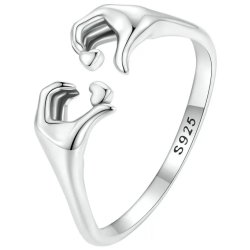 Pierścionek srebrny regulowany serce srebro 925