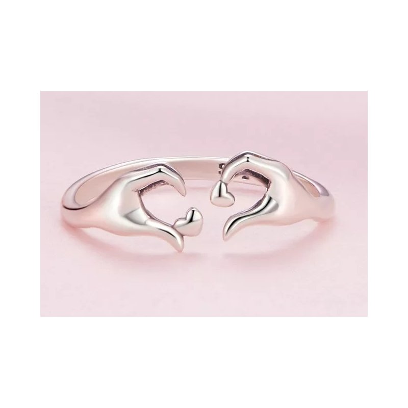 Pierścionek srebrny regulowany serce srebro 925