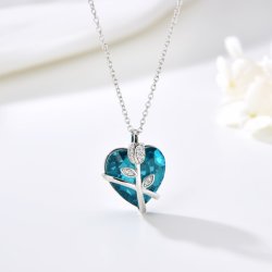 Naszyjnik srebrny łańcuszek damski z zawieszką serce róża srebro próba 925