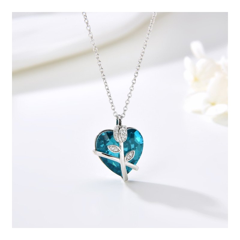 Naszyjnik srebrny łańcuszek damski z zawieszką serce róża srebro próba 925