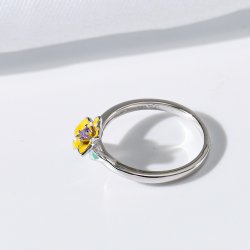 Srebrny pierścionek rodowany srebro próba 925 dla kobiety kwiatek