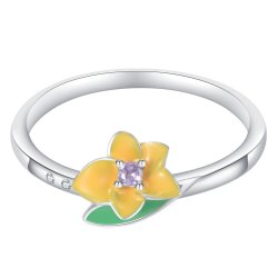 Srebrny pierścionek rodowany srebro próba 925 dla kobiety kwiatek