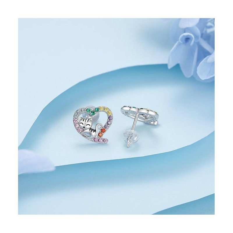 Kolczyki srebrne wkrętki kotki dla dziewczynki srebro próba 925 sztyfty