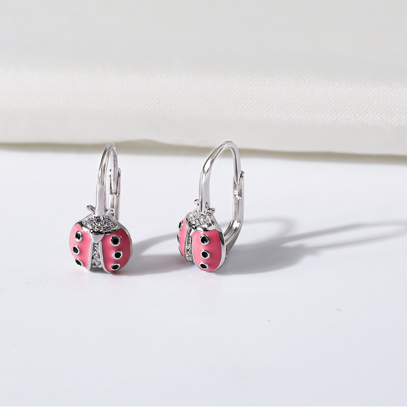 Kolczyki srebrne biedronki dla dziewczynki srebro próba 925 angielskie