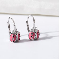 Kolczyki srebrne biedronki dla dziewczynki srebro próba 925 angielskie