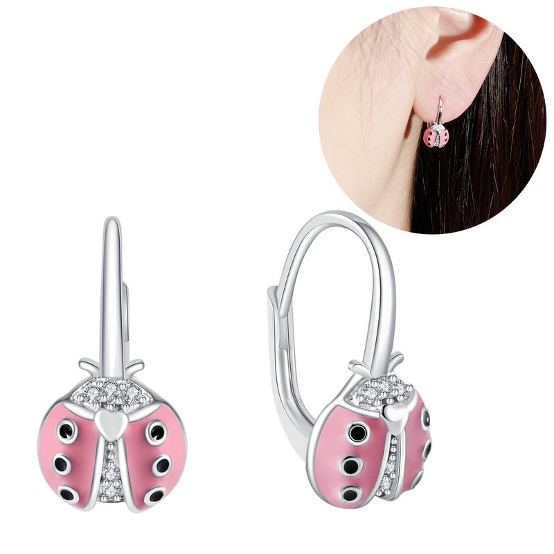 Kolczyki srebrne biedronki dla dziewczynki srebro próba 925 angielskie