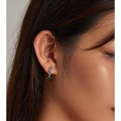 Srebrne kolczyki 925 dla kobiety róże czarne kwiatki angielskie