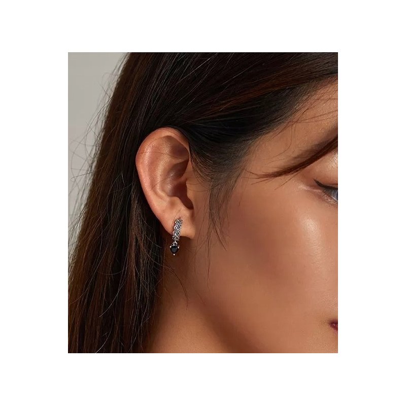 Srebrne kolczyki 925 dla kobiety róże czarne kwiatki angielskie