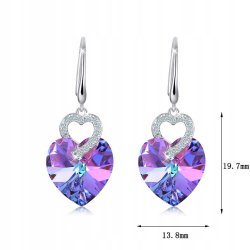 Kolczyki srebrne 925 serca swarovski wiszące