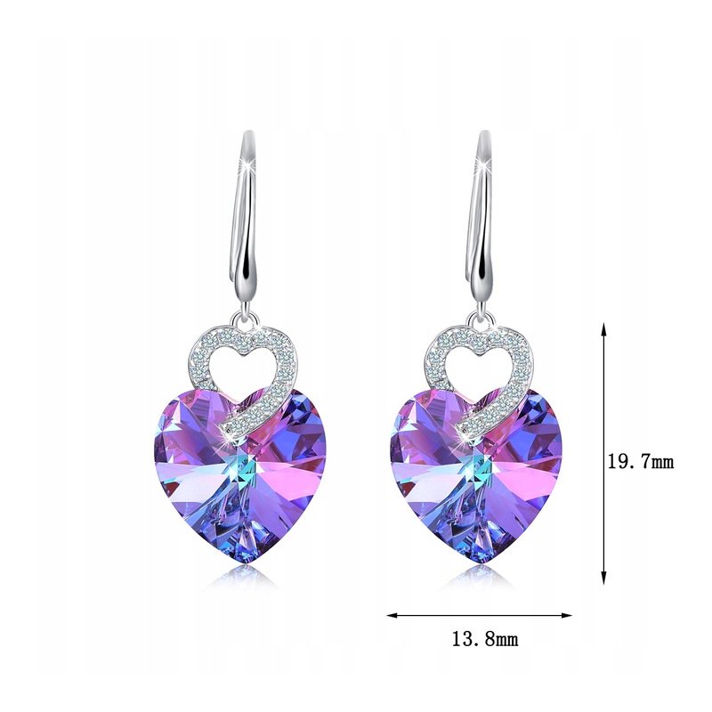 Kolczyki srebrne 925 serca swarovski wiszące