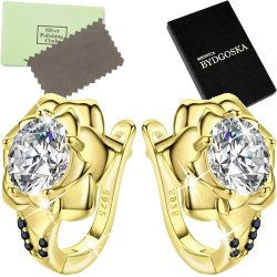 Srebrne kolczyki dla kobiety róże srebro próba 925 pozłacane oryginalne