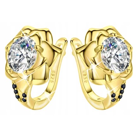 Srebrne kolczyki dla kobiety róże srebro próba 925 pozłacane oryginalne