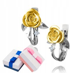 Kolczyki srebrne róże kolczyki angielskie srebro pozłacane