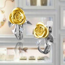 Kolczyki srebrne róże kolczyki angielskie srebro pozłacane