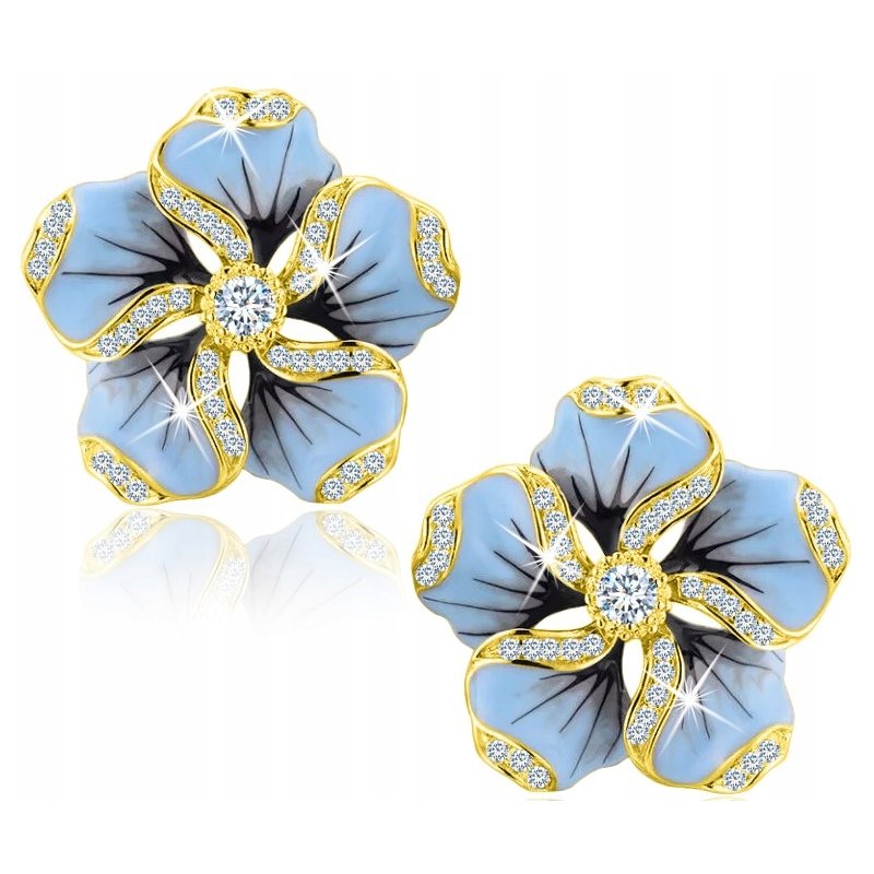 Srebrne kolczyki wkrętki kwiatki kolczyki sztyfty damskie srebro pozłacane próba 925