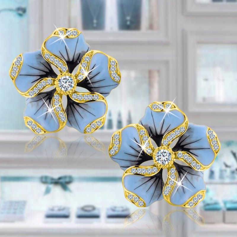 Srebrne kolczyki wkrętki kwiatki kolczyki sztyfty damskie srebro pozłacane próba 925