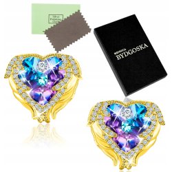 Srebrne kolczyki sztyfty serca wkrętki pozłacane srebro 925 - dla kobiet