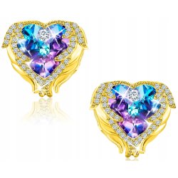 Srebrne kolczyki sztyfty serca wkrętki pozłacane srebro 925 - dla kobiet