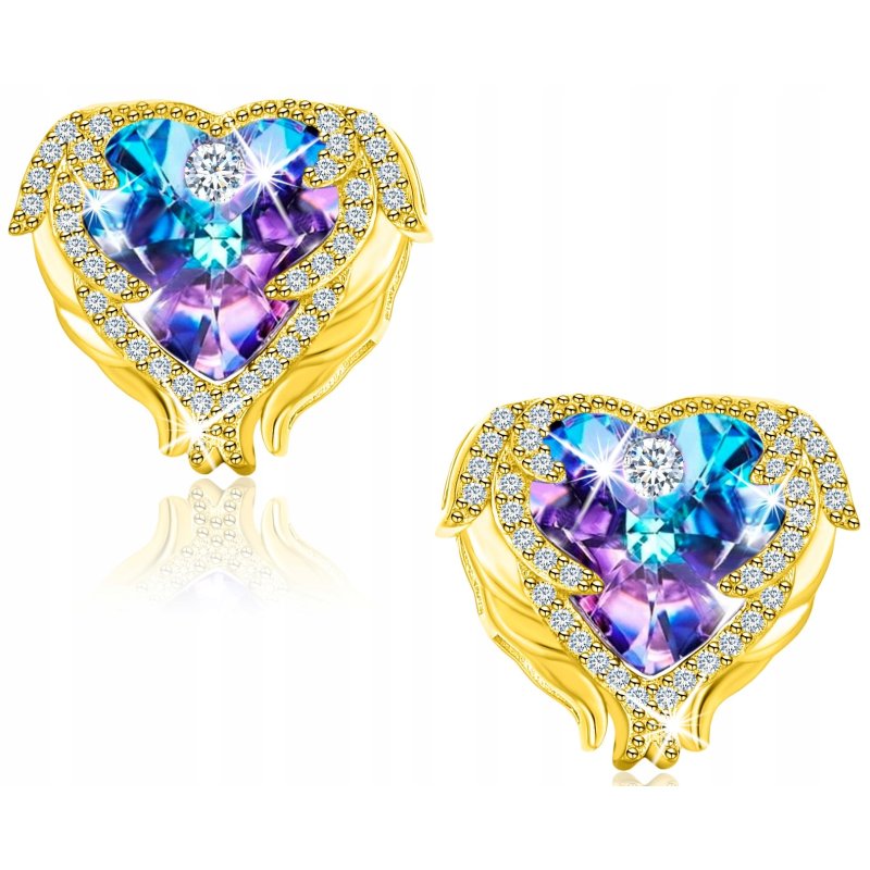 Srebrne kolczyki sztyfty serca wkrętki pozłacane srebro 925 - dla kobiet