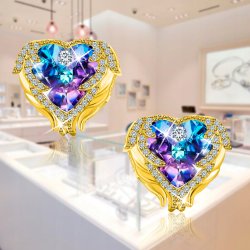 Srebrne kolczyki sztyfty serca wkrętki pozłacane srebro 925 - dla kobiet