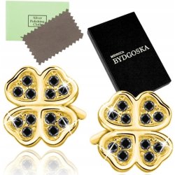 Kolczyki srebrne 925 koniczynki cyrkonia sztyfty na szczęście