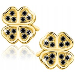 Kolczyki srebrne 925 koniczynki cyrkonia sztyfty na szczęście