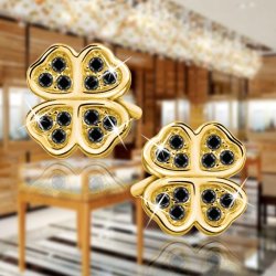 Kolczyki srebrne 925 koniczynki cyrkonia sztyfty na szczęście