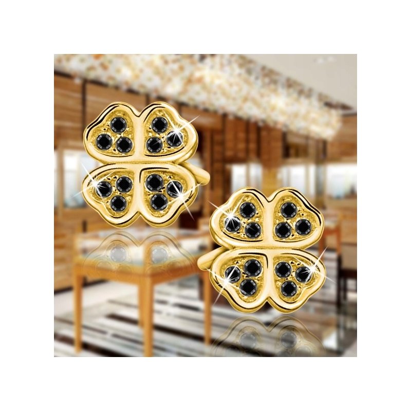 Kolczyki srebrne 925 koniczynki cyrkonia sztyfty na szczęście