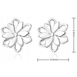 Kolczyki srebrne wkrętki rodowane kolczyki srebro 925 kwiatki