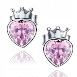 Srebrne kolczyki dla dziewczynki księżniczki