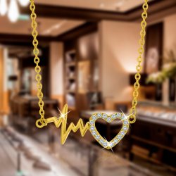 Srebrny naszyjnik linia życia serce srebro pozłacane cyrkonia