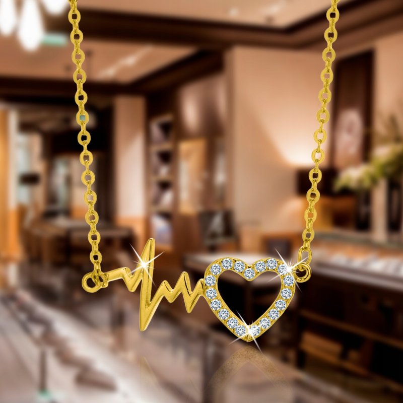 Srebrny naszyjnik linia życia serce srebro pozłacane cyrkonia